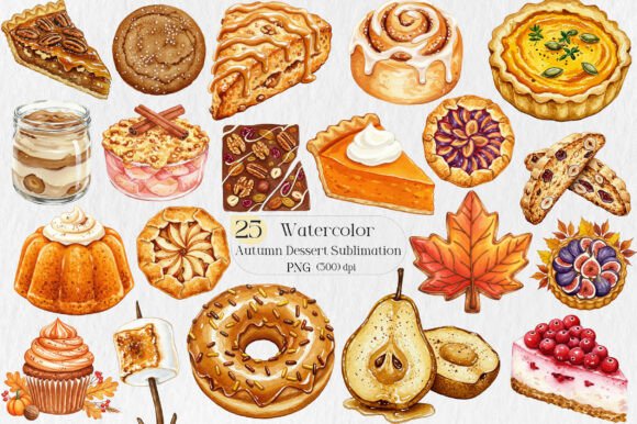 Download Autumn Dessert Sublimation Clipart - Dessert Collection