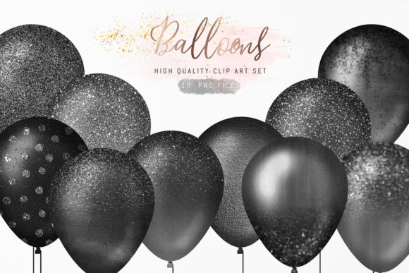 Download Black Glitter Sparkle Balloons Clipart - Sparkle Collection