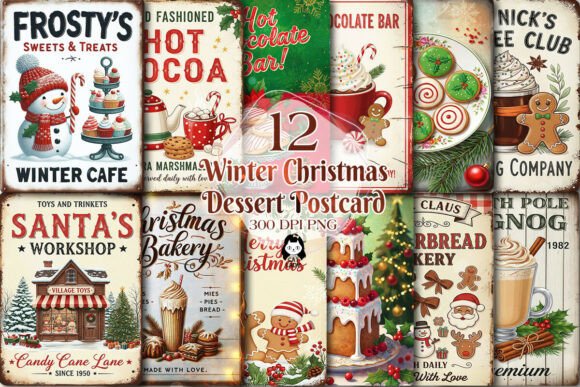 Download Winter Christmas Dessert Postcard Bundle - Dessert Collection