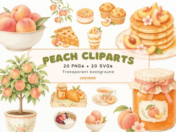 Download Peach Watercolor Cliparts, Desserts PNG - Dessert Collection